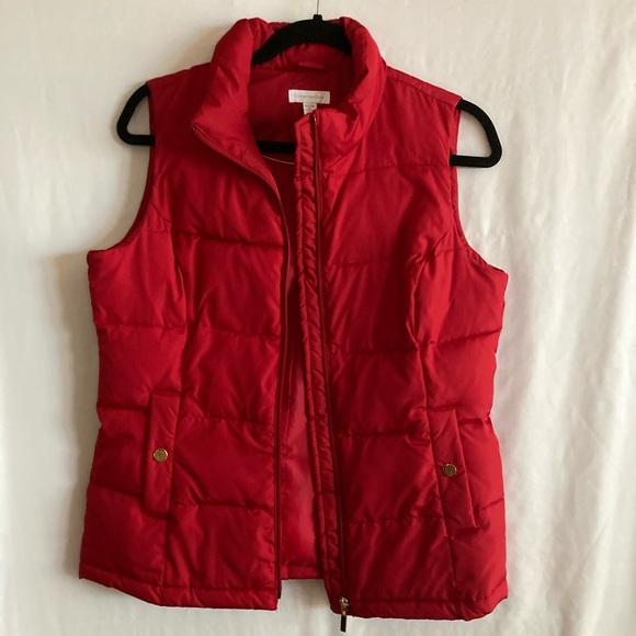 Charter Club Red Full Zip Puffer Vest Size Medium - Picture 3 of 6